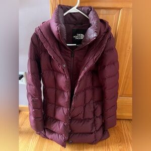 The North Face Women's Maroon Quilted Down Puffer Jacket